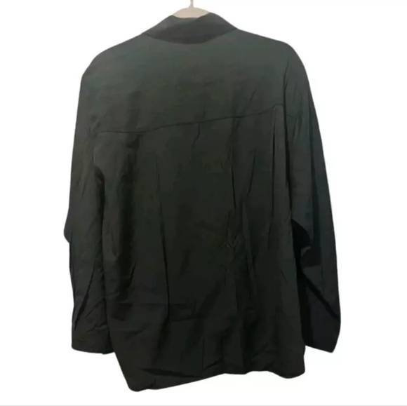 Fred David Womens Button Down Shirt Top Green Size Large Collared - Picture 3 of 3